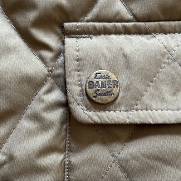 Eddie Bauer Down Quilted Vest Women’s Large Tan Orange Reversible Lightweight - Picture 8 of 8